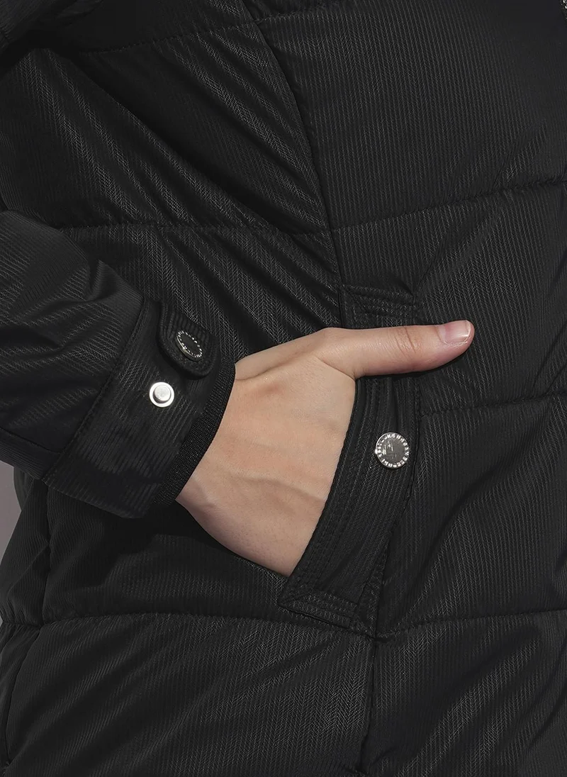 globus Globus Women Mock Neck Front Pockets Winter Wear Insulator Puffer Jacket With Detachable Hood